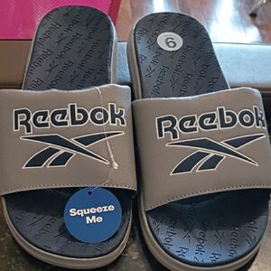 Reebok Blue and Gray Slide Sandals